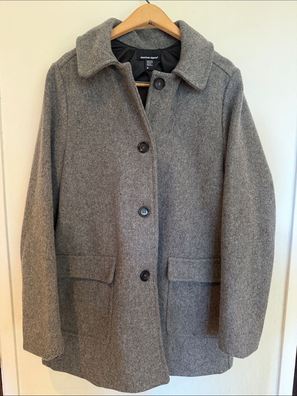 American Apparel Gray Wool-Blend Pea Coat